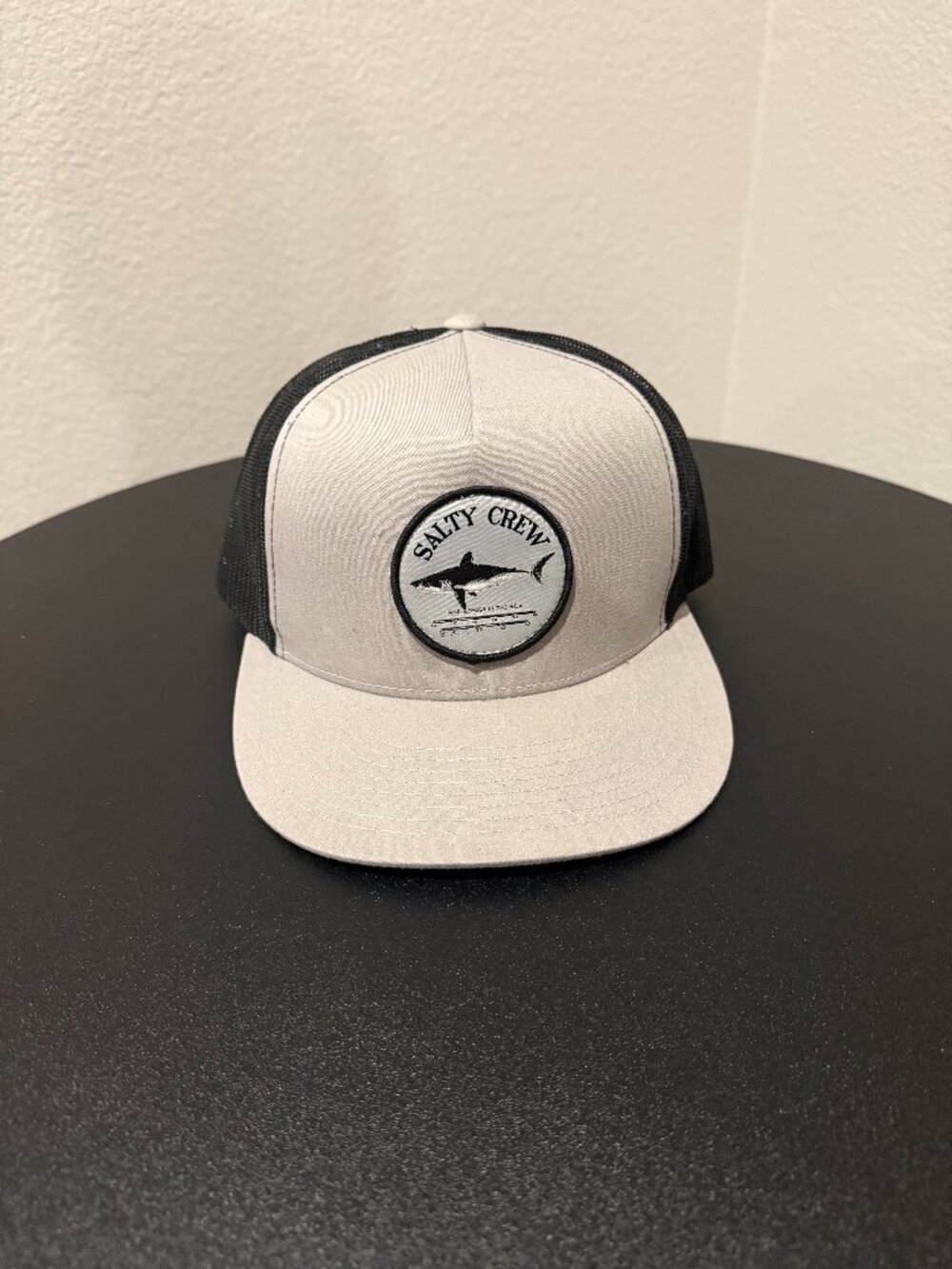 Salty Crew Bruce Trucker Hat Silver White Black Mesh Snapback Shark Patch One Si